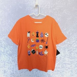 Kid's Orange Halloween Shirt Size L